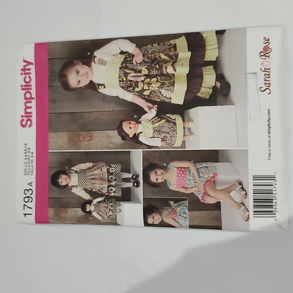 3 for $15 Simplicity 18" Doll & Me Sun Dress Sewing Pattern NEW Sizes 3-8